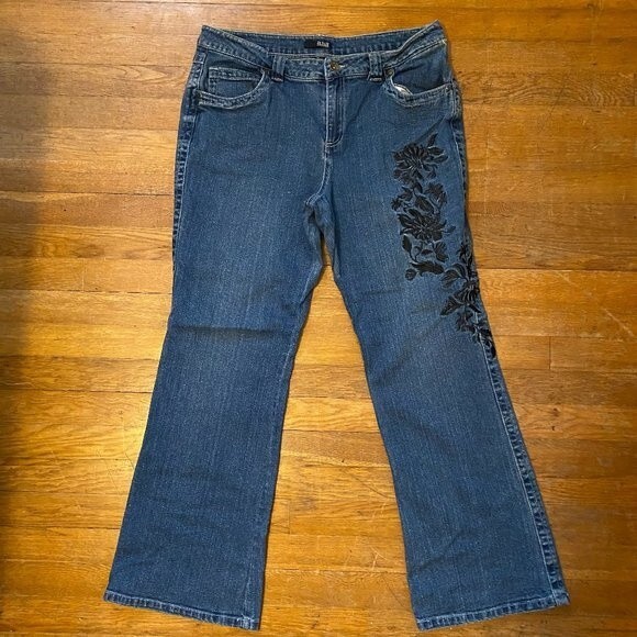 A.N.A. Boho Embordered Bootcut Western Denim Womens Jeans Size 14 - Picture 1 of 8